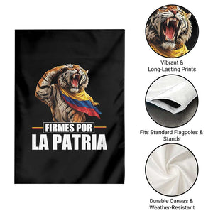 Firmes Por La Patria Colombian Pride Garden Flag Roaring Saluting Tiger Patriotic Colombia Heritage Flag