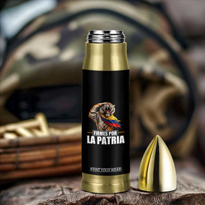 Firmes Por La Patria Colombian Pride Bullet Tumbler Roaring Saluting Tiger Patriotic Colombia Heritage Flag