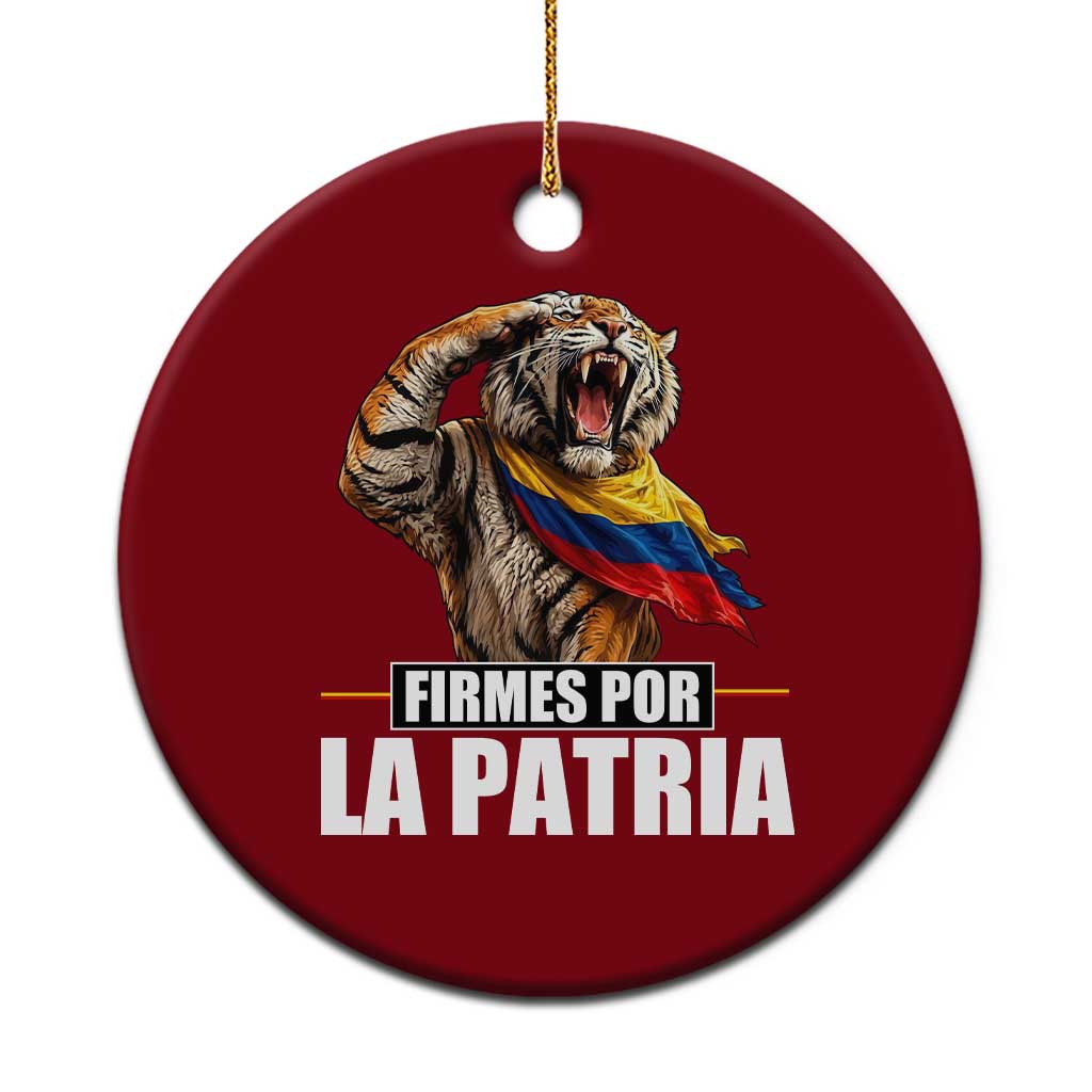 Firmes Por La Patria Colombian Pride Ceramic Ornament Roaring Saluting Tiger Patriotic Colombia Heritage Flag TS02 1pc Red Print Your Wear