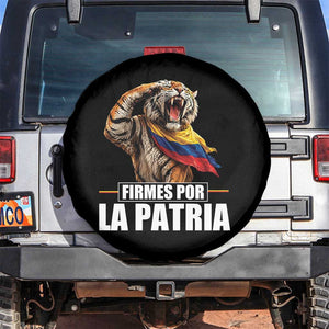 Firmes Por La Patria Colombian Pride Spare Tire Cover Roaring Saluting Tiger Patriotic Colombia Heritage Flag