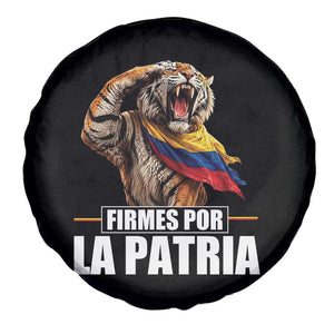 Firmes Por La Patria Colombian Pride Spare Tire Cover Roaring Saluting Tiger Patriotic Colombia Heritage Flag