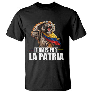 Firmes Por La Patria Colombian Pride T Shirt Roaring Saluting Tiger Patriotic Colombia Heritage Flag