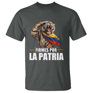 Firmes Por La Patria Colombian Pride T Shirt Roaring Saluting Tiger Patriotic Colombia Heritage Flag