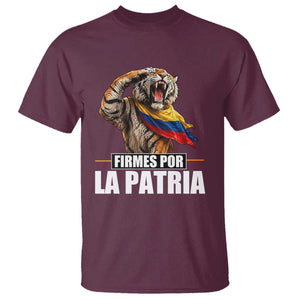 Firmes Por La Patria Colombian Pride T Shirt Roaring Saluting Tiger Patriotic Colombia Heritage Flag