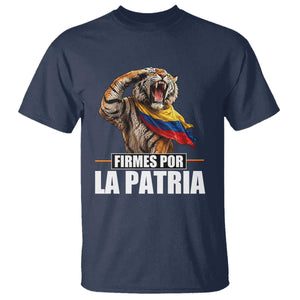 Firmes Por La Patria Colombian Pride T Shirt Roaring Saluting Tiger Patriotic Colombia Heritage Flag