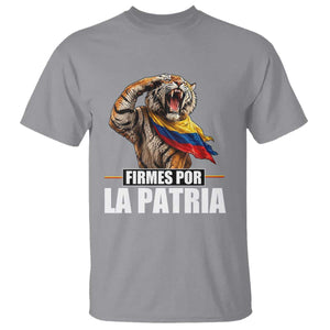 Firmes Por La Patria Colombian Pride T Shirt Roaring Saluting Tiger Patriotic Colombia Heritage Flag