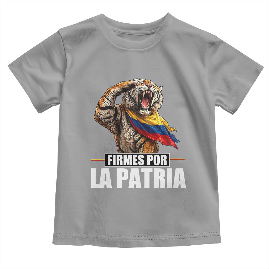 Firmes Por La Patria Colombian Pride Toddler T Shirt Roaring Saluting Tiger Patriotic Colombia Heritage Flag