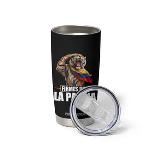 Firmes Por La Patria Colombian Pride Tumbler Cup Roaring Saluting Tiger Patriotic Colombia Heritage Flag
