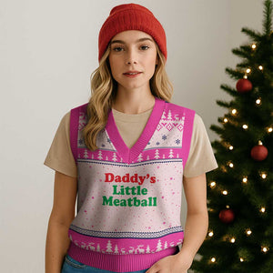 Daddy's Little Meatball V-Neck Knit Sweater Vest Funny Italian Family Baby Humor TS02 Hot Pink Print Your Wear