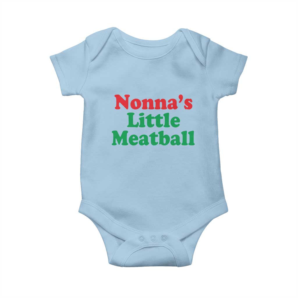 Nonna's Little Meatball Baby Onesie Funny Italian Family Baby Humor TS02 Light Blue Print Your Wear