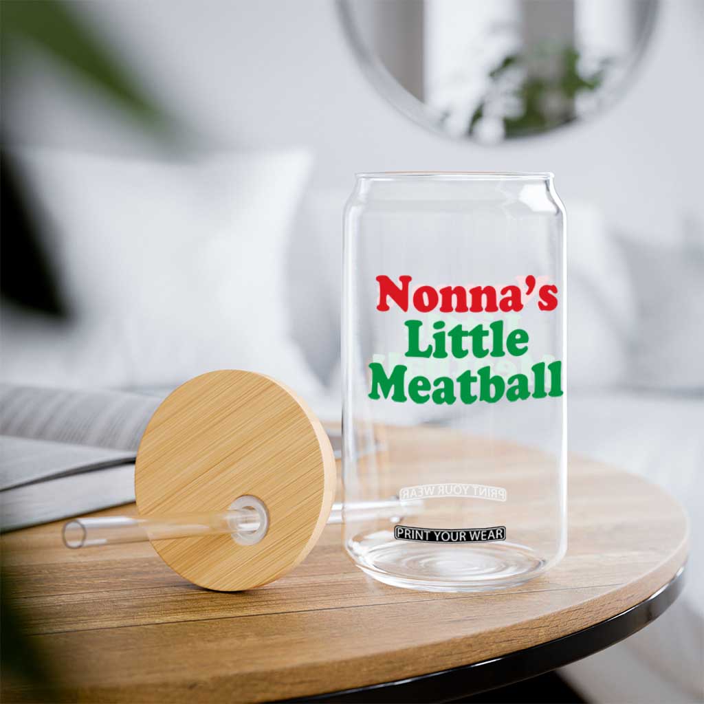 Nonna's Little Meatball Glass Can Funny Italian Family Baby Humor TS02 Print Your Wear