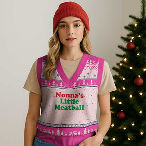 Nonna's Little Meatball V-Neck Knit Sweater Vest Funny Italian Family Baby Humor TS02 Hot Pink Print Your Wear
