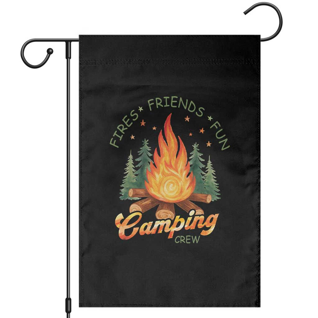 Fires Friends Fun Camping Crew Garden Flag Cozy Campfire Adventure Outdoor Lovers TS02 Black Print Your Wear