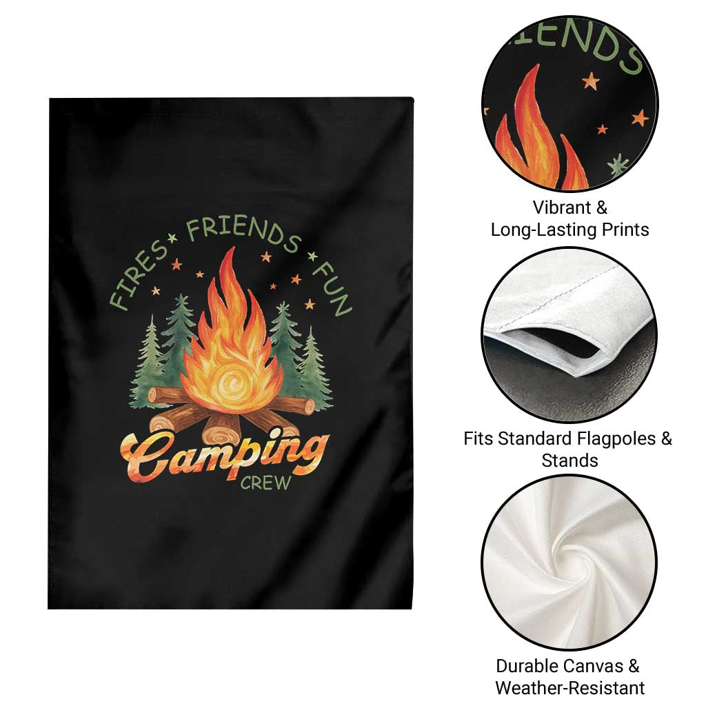 Fires Friends Fun Camping Crew Garden Flag Cozy Campfire Adventure Outdoor Lovers TS02 Print Your Wear