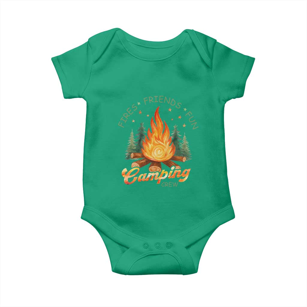 Fires Friends Fun Camping Crew Baby Onesie Cozy Campfire Adventure Outdoor Lovers TS02 Irish Green Print Your Wear