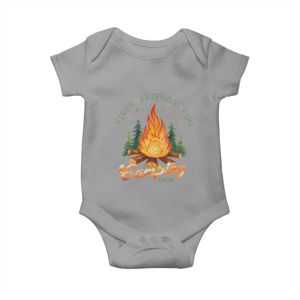Fires Friends Fun Camping Crew Baby Onesie Cozy Campfire Adventure Outdoor Lovers TS02 Sport Gray Print Your Wear