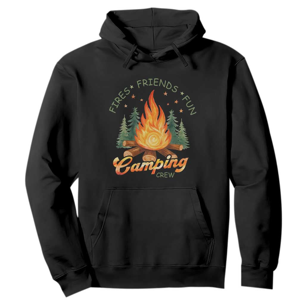 Fires Friends Fun Camping Crew Hoodie Cozy Campfire Adventure Outdoor Lovers TS02 Black Print Your Wear