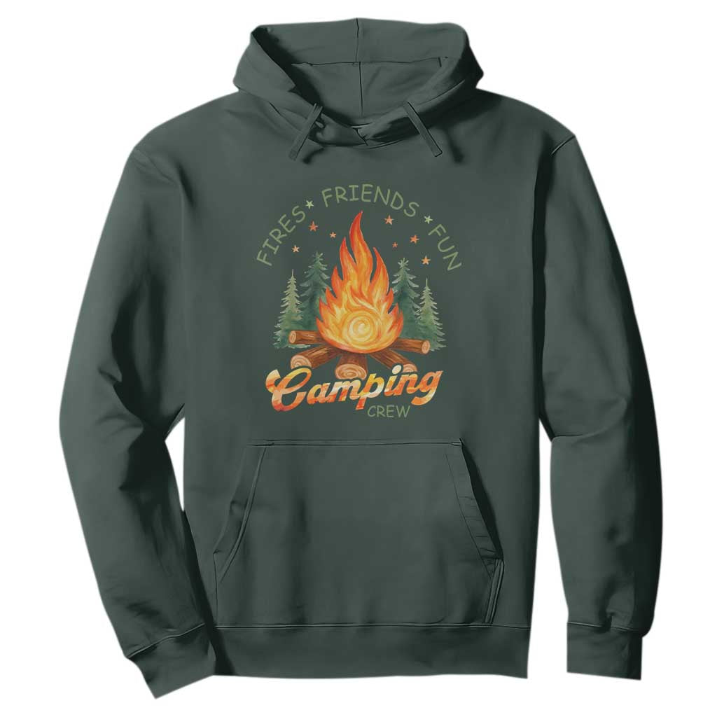 Fires Friends Fun Camping Crew Hoodie Cozy Campfire Adventure Outdoor Lovers TS02 Dark Forest Green Print Your Wear