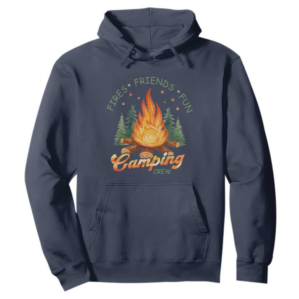 Fires Friends Fun Camping Crew Hoodie Cozy Campfire Adventure Outdoor Lovers TS02 Navy Print Your Wear