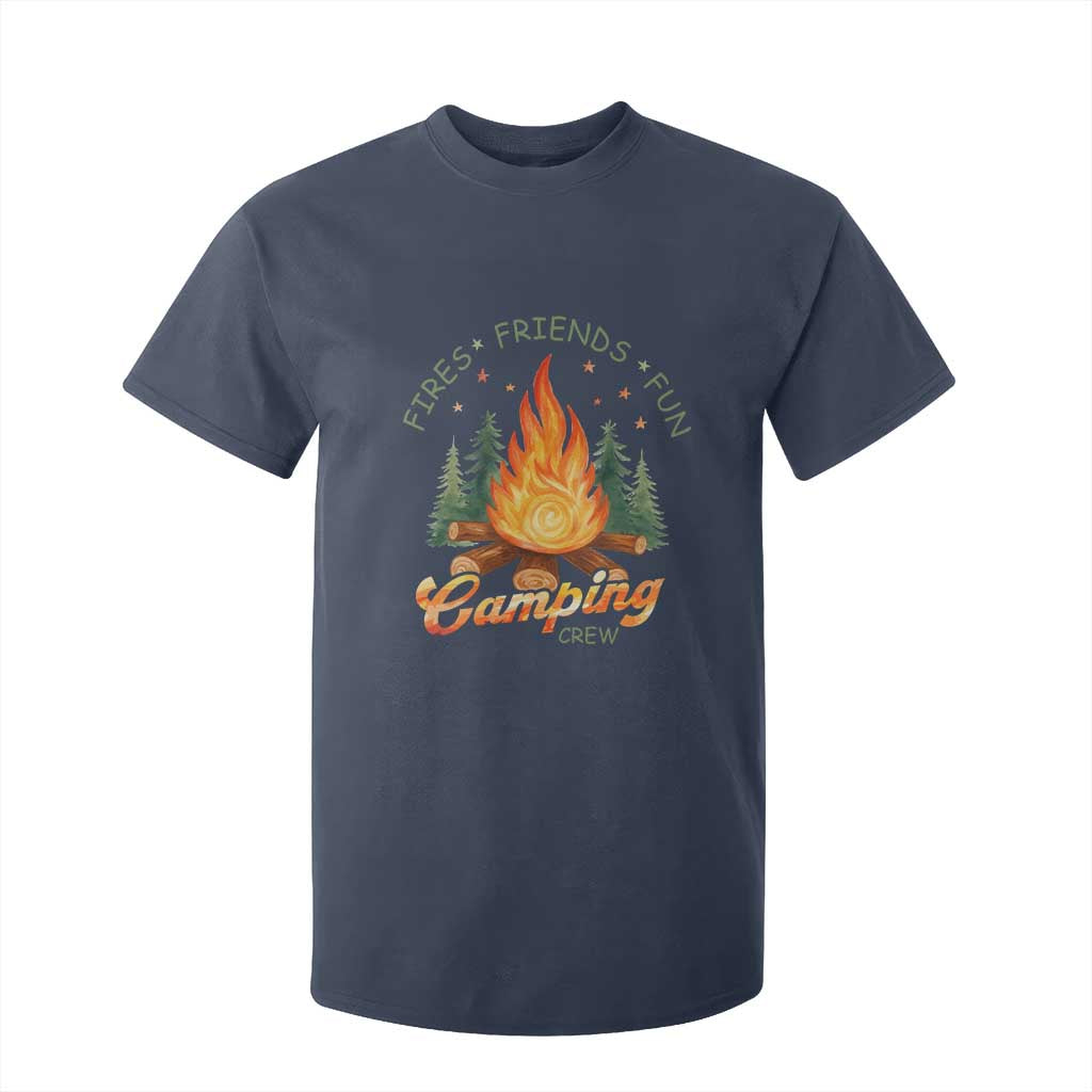 Fires Friends Fun Camping Crew T Shirt For Kid Cozy Campfire Adventure Outdoor Lovers TS02 Navy Print Your Wear