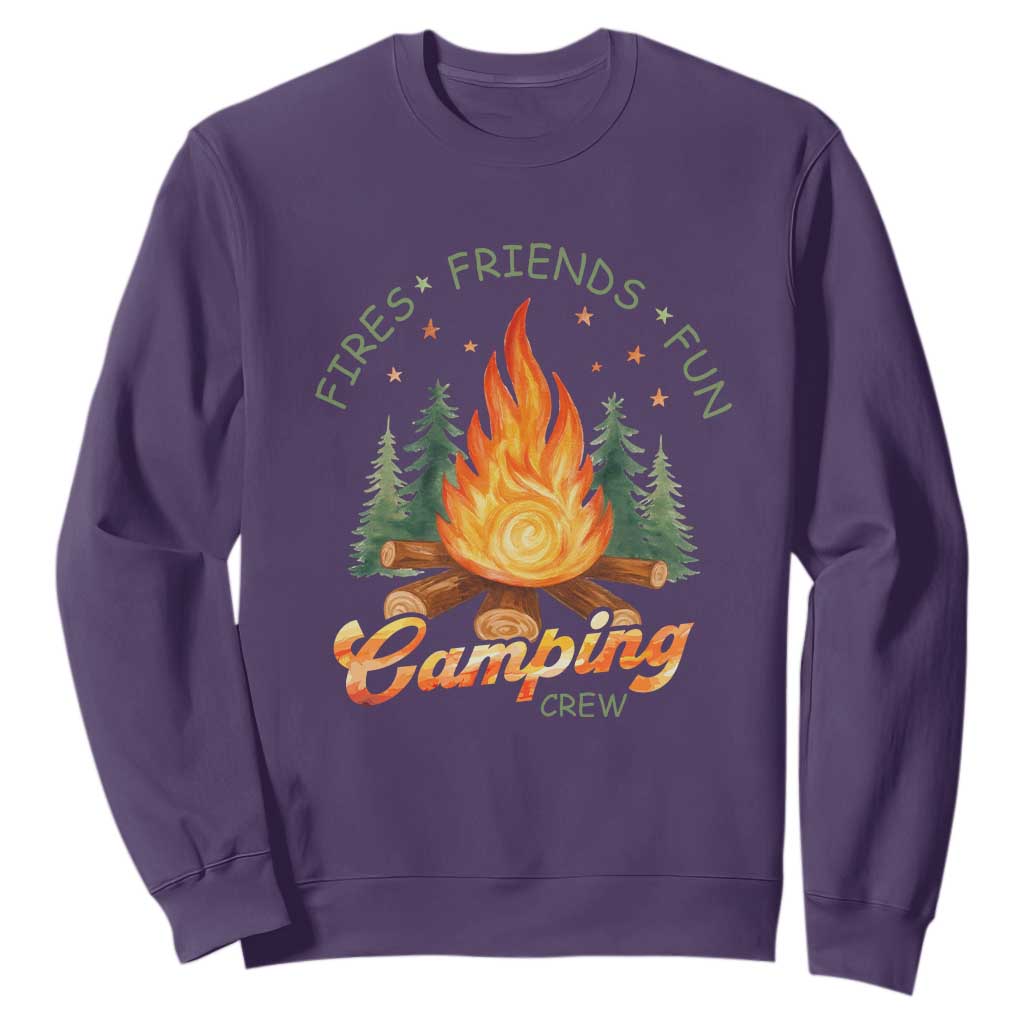 Fires Friends Fun Camping Crew Sweatshirt Cozy Campfire Adventure Outdoor Lovers TS02 Purple Print Your Wear