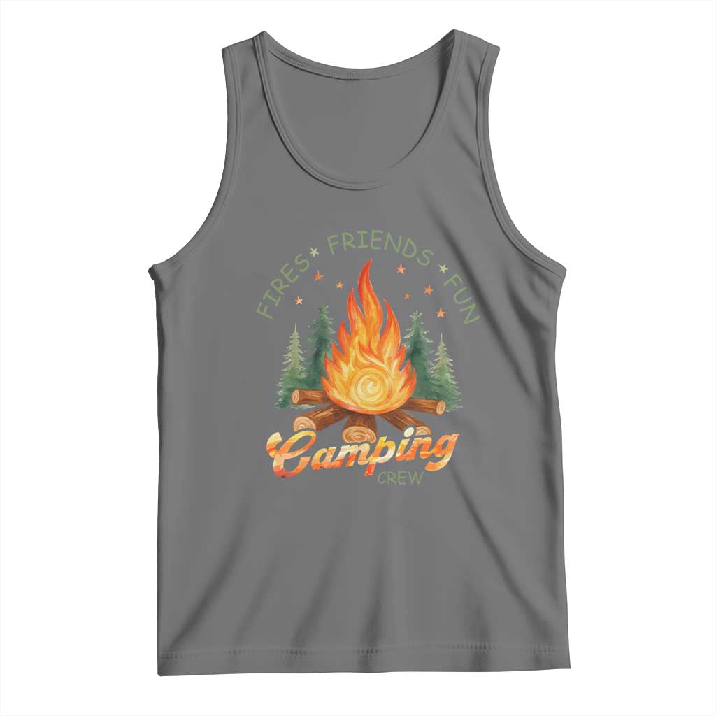 Fires Friends Fun Camping Crew Tank Top Cozy Campfire Adventure Outdoor Lovers TS02 Black Heather Print Your Wear