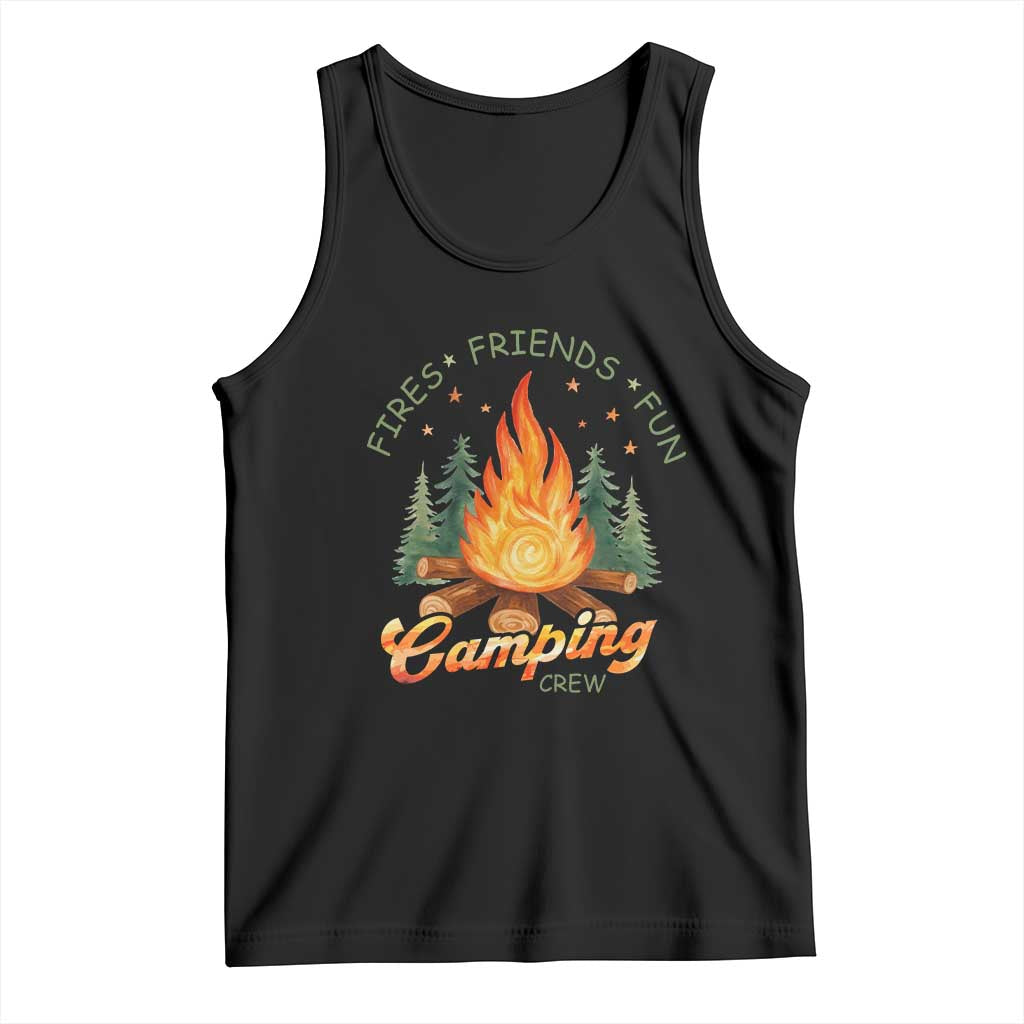 Fires Friends Fun Camping Crew Tank Top Cozy Campfire Adventure Outdoor Lovers TS02 Black Print Your Wear