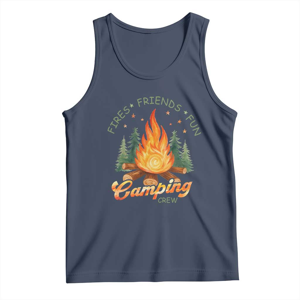 Fires Friends Fun Camping Crew Tank Top Cozy Campfire Adventure Outdoor Lovers TS02 Navy Print Your Wear