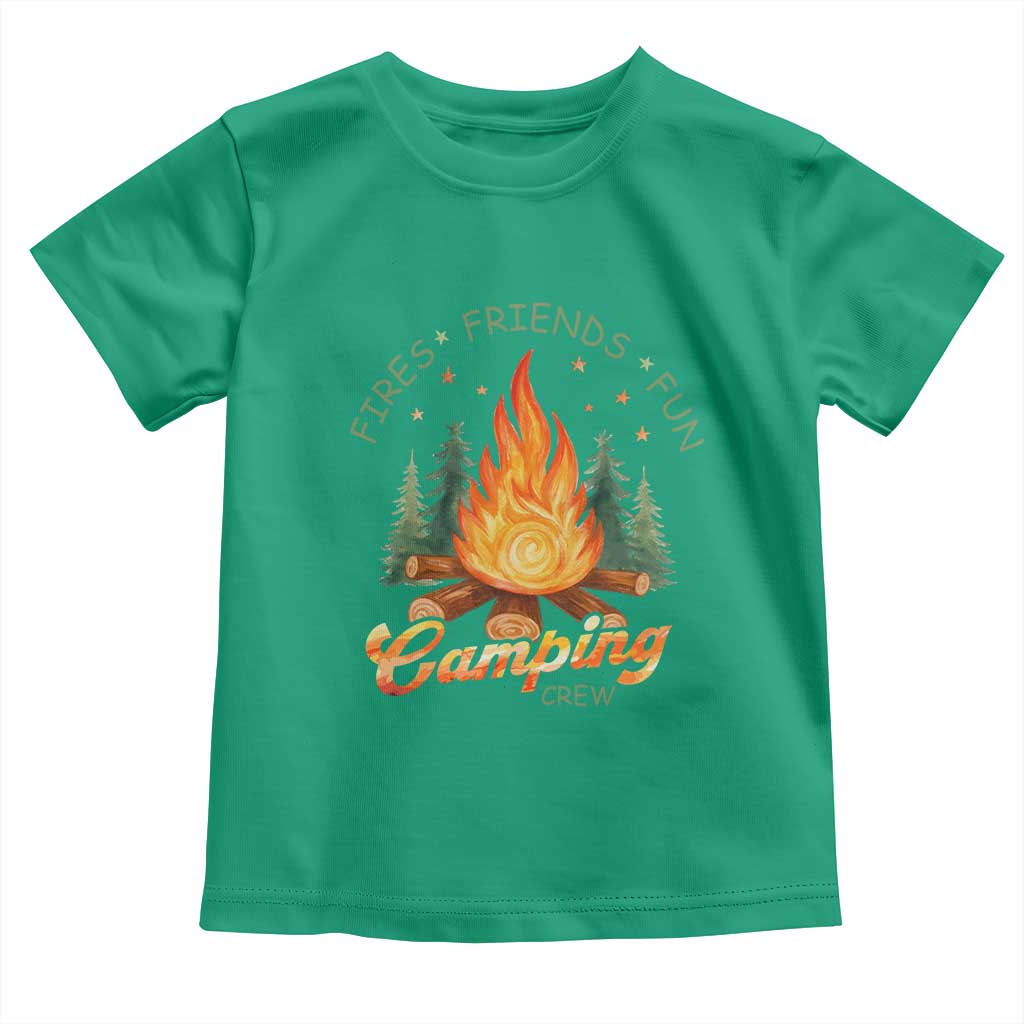 Fires Friends Fun Camping Crew Toddler T Shirt Cozy Campfire Adventure Outdoor Lovers TS02 Irish Green Print Your Wear