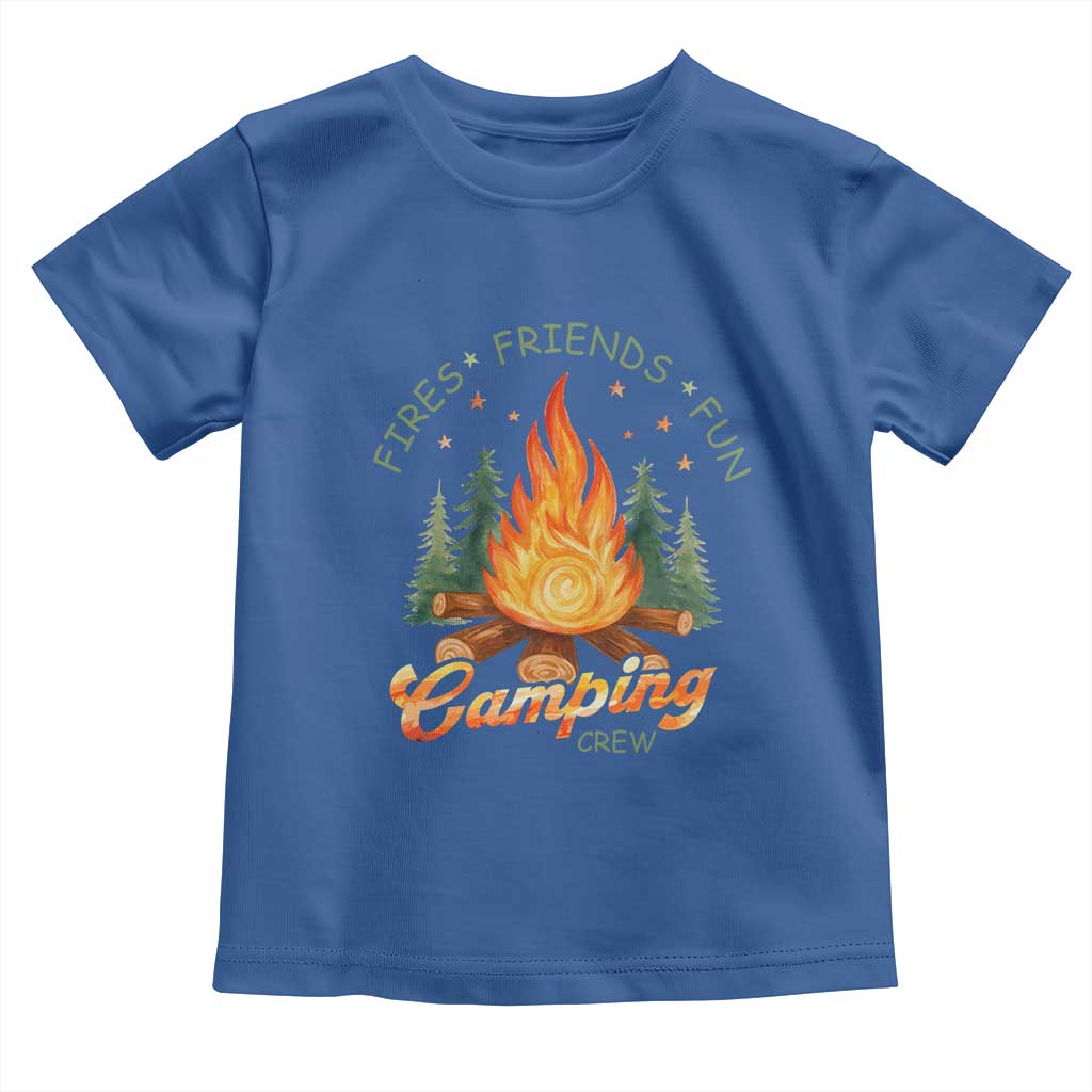 Fires Friends Fun Camping Crew Toddler T Shirt Cozy Campfire Adventure Outdoor Lovers TS02 Royal Blue Print Your Wear