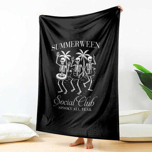 Summerween Social Club Throw Blanket Spooky All Year Skeleton Summer Halloween Beach Party TS02 Print Your Wear