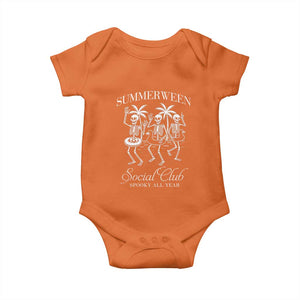 Summerween Social Club Baby Onesie Spooky All Year Skeleton Summer Halloween Beach Party TS02 Orange Print Your Wear