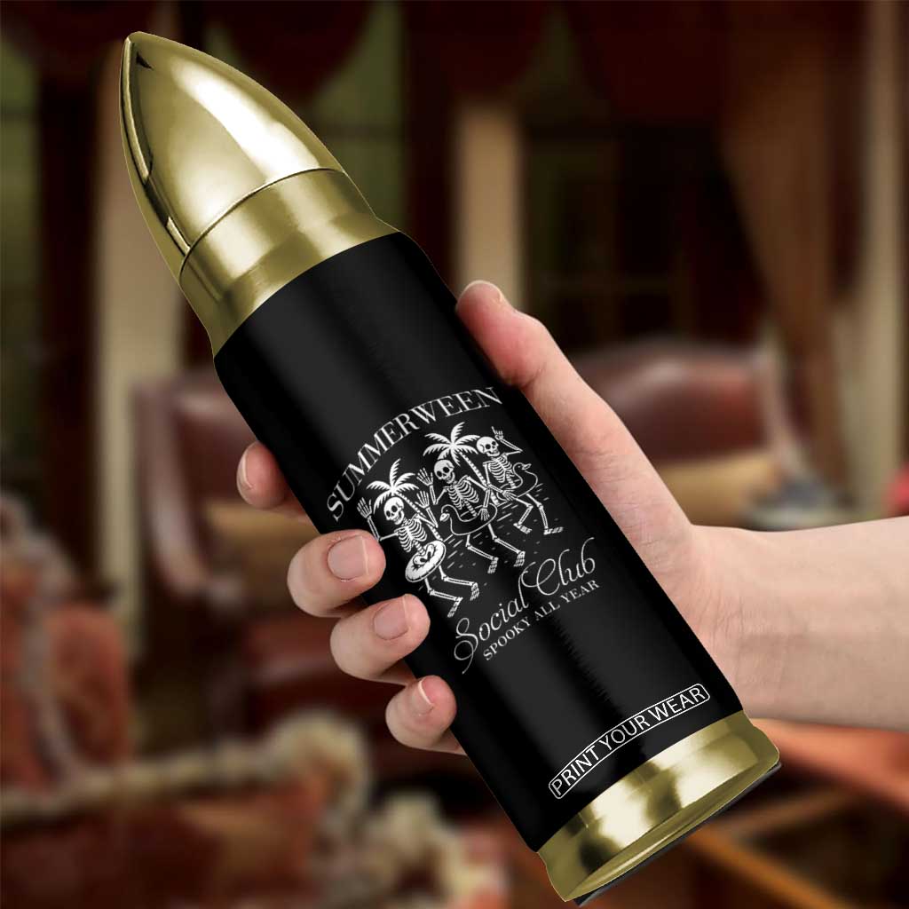 Summerween Social Club Bullet Tumbler Spooky All Year Skeleton Summer Halloween Beach Party TS02 Print Your Wear