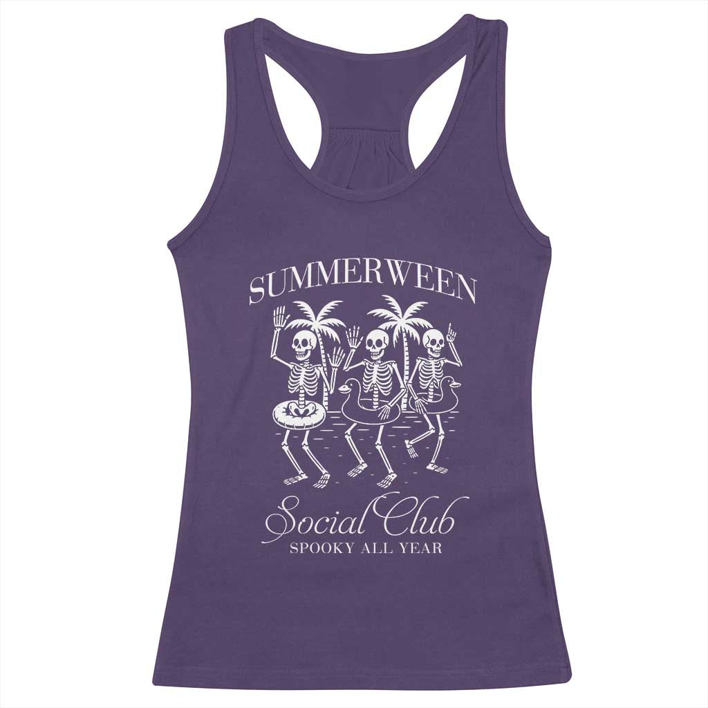 Summerween Social Club Racerback Tank Top Spooky All Year Skeleton Summer Halloween Beach Party TS02 Purple Print Your Wear