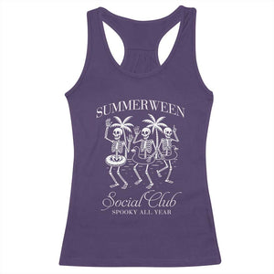 Summerween Social Club Racerback Tank Top Spooky All Year Skeleton Summer Halloween Beach Party TS02 Purple Print Your Wear