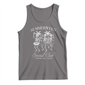 Summerween Social Club Tank Top Spooky All Year Skeleton Summer Halloween Beach Party TS02 Deep Heather Print Your Wear