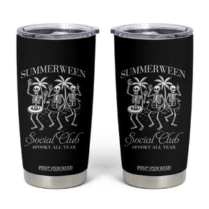 Summerween Social Club Tumbler Cup Spooky All Year Skeleton Summer Halloween Beach Party TS02 Black Print Your Wear