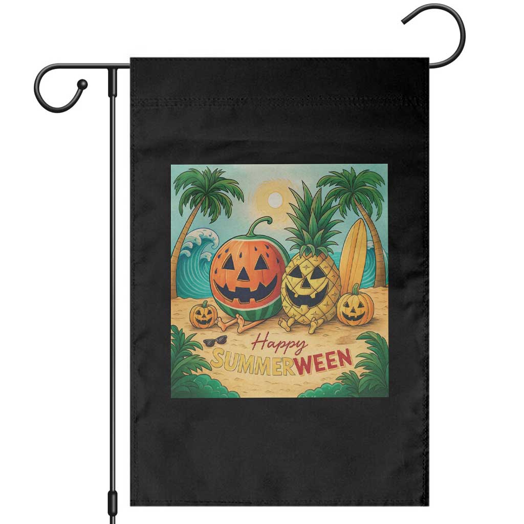 Retro Tropical Summerween Garden Flag Halloween Summer Beach Cocktail Boo TS02 Black Print Your Wear