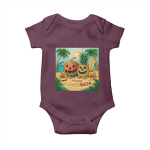 Retro Tropical Summerween Baby Onesie Halloween Summer Beach Cocktail Boo TS02 Maroon Print Your Wear