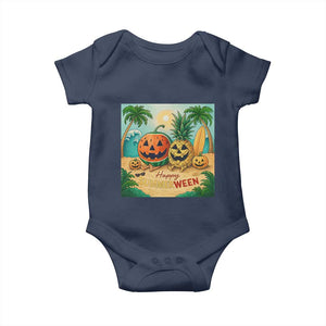 Retro Tropical Summerween Baby Onesie Halloween Summer Beach Cocktail Boo TS02 Navy Print Your Wear