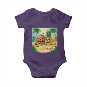 Retro Tropical Summerween Baby Onesie Halloween Summer Beach Cocktail Boo TS02 Purple Print Your Wear