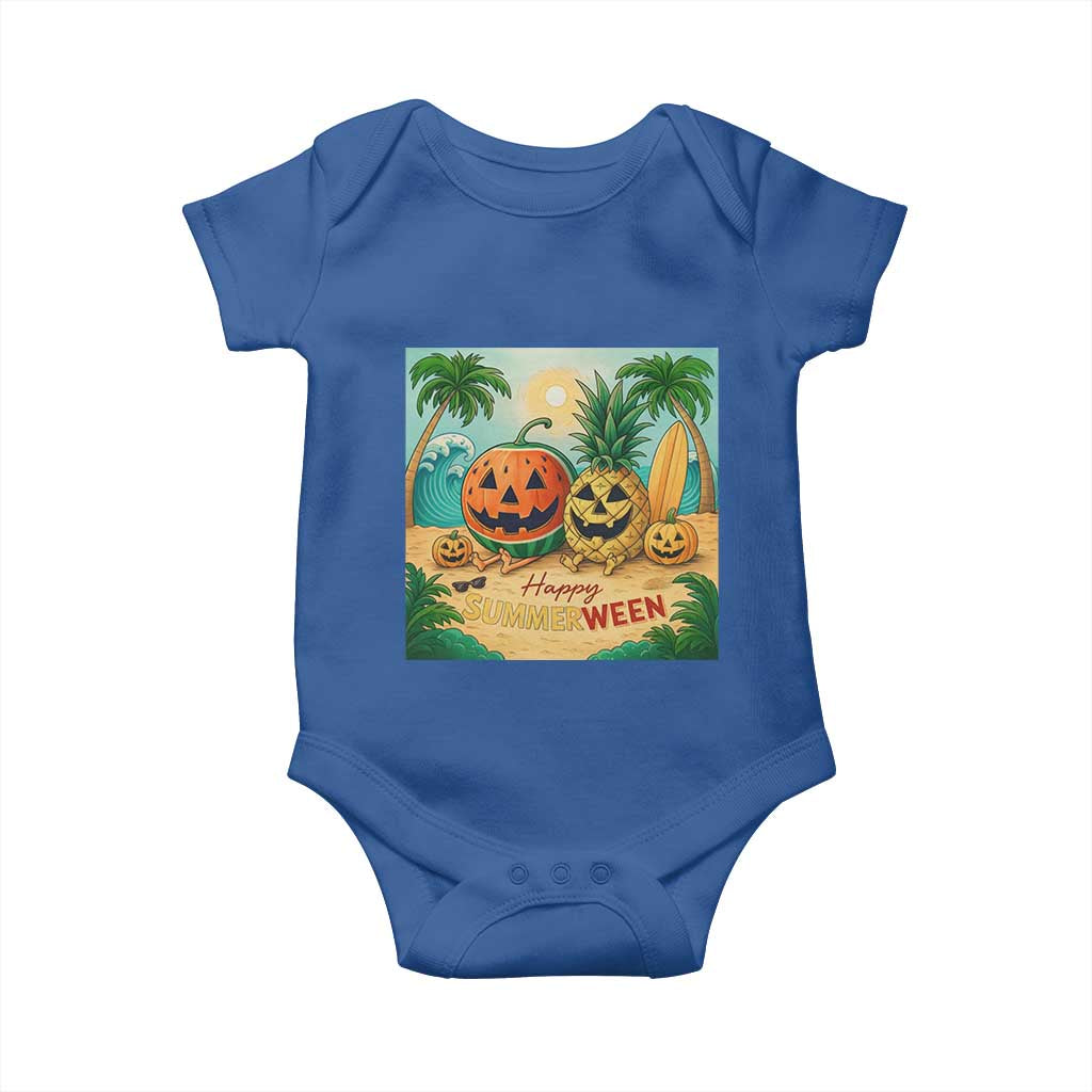 Retro Tropical Summerween Baby Onesie Halloween Summer Beach Cocktail Boo TS02 Royal Blue Print Your Wear