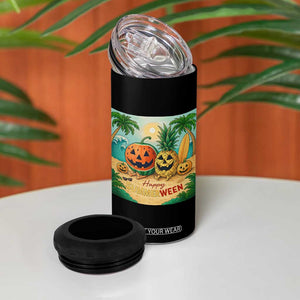 Retro Tropical Summerween 4 in 1 Can Cooler Tumbler Halloween Summer Beach Cocktail Boo TS02 Print Your Wear