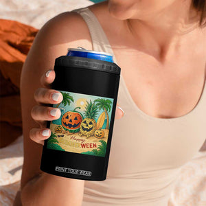 Retro Tropical Summerween 4 in 1 Can Cooler Tumbler Halloween Summer Beach Cocktail Boo TS02 Print Your Wear