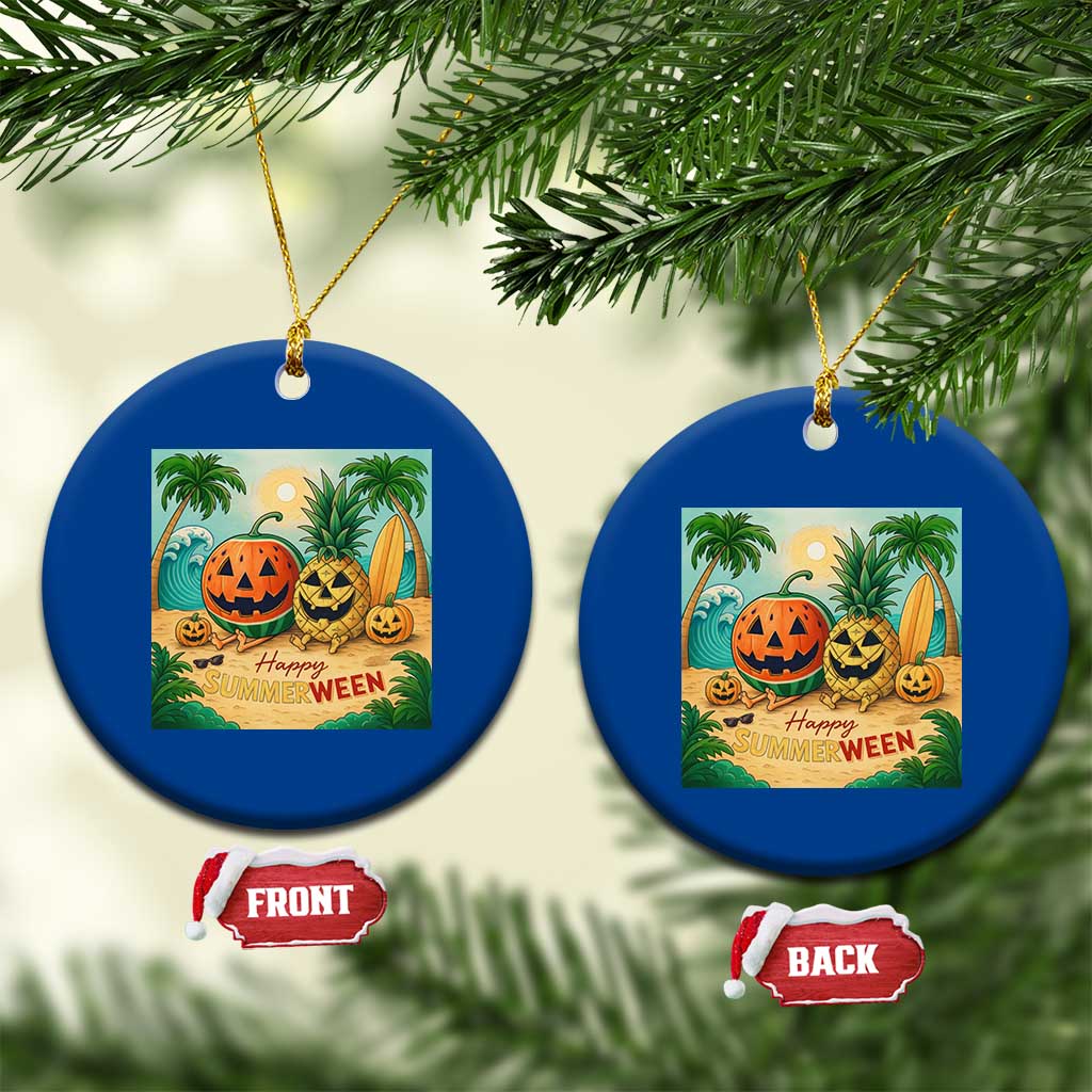Retro Tropical Summerween Ceramic Ornament Halloween Summer Beach Cocktail Boo TS02 1pc Blue Print Your Wear