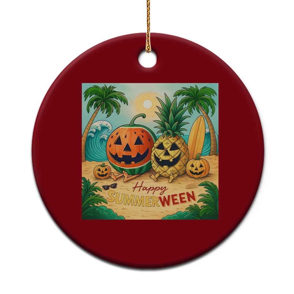 Retro Tropical Summerween Ceramic Ornament Halloween Summer Beach Cocktail Boo TS02 1pc Red Print Your Wear