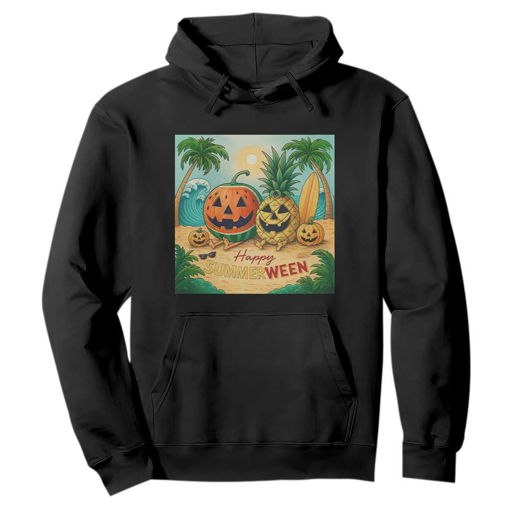 Retro Tropical Summerween Hoodie Halloween Summer Beach Cocktail Boo TS02 Black Print Your Wear