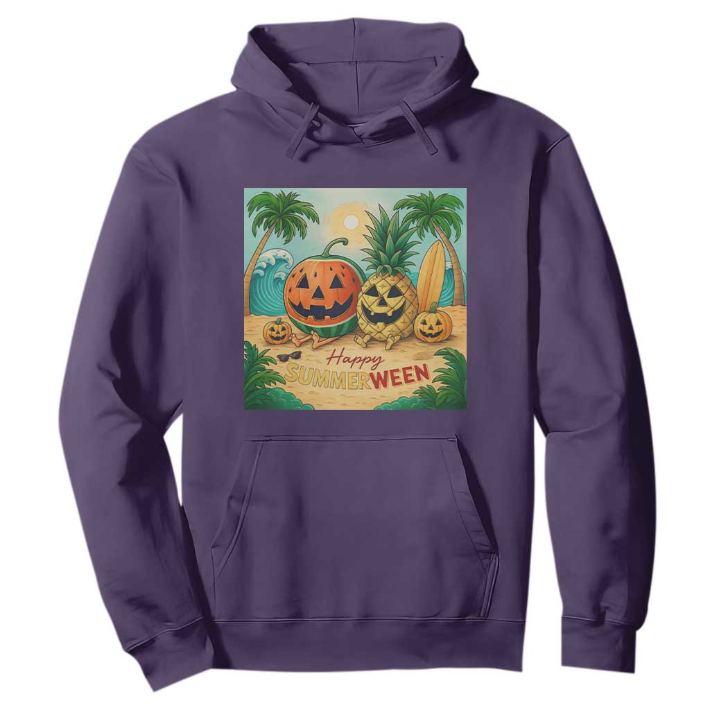 Retro Tropical Summerween Hoodie Halloween Summer Beach Cocktail Boo TS02 Purple Print Your Wear