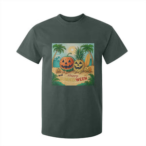 Retro Tropical Summerween T Shirt For Kid Halloween Summer Beach Cocktail Boo TS02 Dark Forest Green Print Your Wear