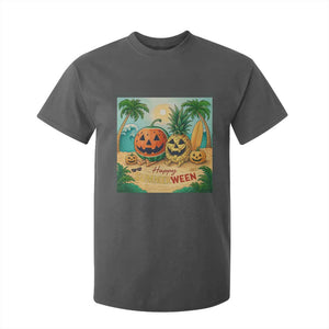 Retro Tropical Summerween T Shirt For Kid Halloween Summer Beach Cocktail Boo TS02 Dark Heather Print Your Wear